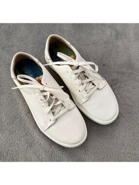OluKai Wailea Spikeless Golf Shoes Sneakers White Leather Womens Size 6